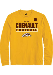 Aveion Chenault Western Michigan Broncos Gold Football NIL Stacked Box Long Sleeve Player T Shirt