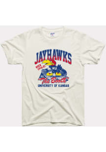 Charlie Hustle Kansas Jayhawks White Football The Booth Short Sleeve Fashion T Shirt