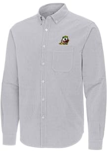 Antigua Oregon Ducks Mens Ash Porter Long Sleeve Dress Shirt