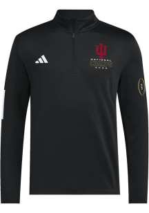 Adidas Indiana Hoosiers Mens Black 2025 CFP National Champions Long Sleeve Qtr Zip Pullover