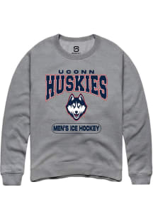 Summit Sportswear UConn Huskies Mens Graphite Men's Ice Hockey Long Sleeve Crew Sweatshirt