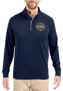 Cutter and Buck Michigan Wolverines Mens Navy Blue 2026 MBB Champions Adapt Eco Big and Tall Qtr Z..