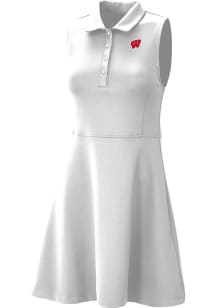 Columbia Wisconsin Badgers Womens White Heat Seal Match Short Sleeve Dress