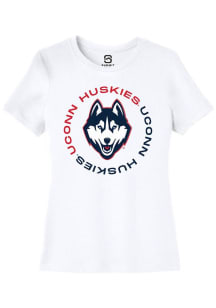 Summit Sportswear UConn Huskies Womens White Circle Short Sleeve T-Shirt