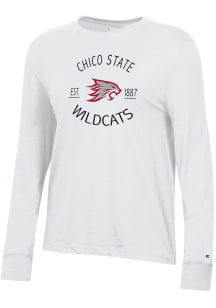 Champion CSU Chico Wildcats Womens White Core LS Tee