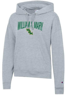 Champion William & Mary Tribe Womens Grey Powerblend Hooded Sweatshirt