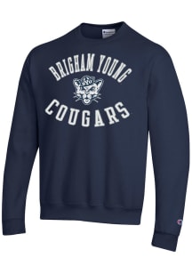 Champion BYU Cougars Mens Navy Blue Powerblend Long Sleeve Crew Sweatshirt