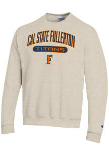 Champion Cal State Fullerton Titans Mens Oatmeal Powerblend Long Sleeve Crew Sweatshirt