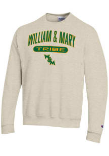 Champion William & Mary Tribe Mens Oatmeal Powerblend Long Sleeve Crew Sweatshirt