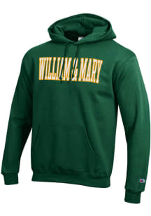 Champion William & Mary Tribe Mens Green Powerblend Long Sleeve Hoodie