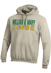 Champion William & Mary Tribe Mens Oatmeal Powerblend Long Sleeve Hoodie
