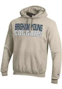 Champion BYU Cougars Mens Oatmeal Powerblend Long Sleeve Hoodie