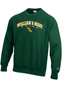 Champion William & Mary Tribe Mens Green Reverse Weave Long Sleeve Crew Sweatshirt