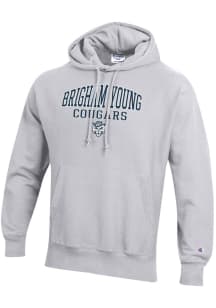 Champion BYU Cougars Mens Silver Reverse Weave Long Sleeve Hoodie
