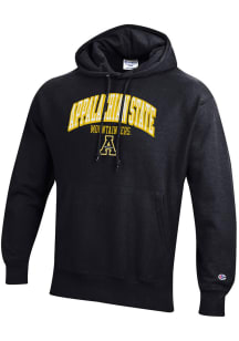 Champion Appalachian State Mountaineers Mens Black Reverse Weave Long Sleeve Hoodie