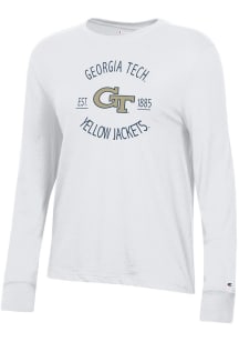 Champion GA Tech Yellow Jackets Womens White Core LS Tee