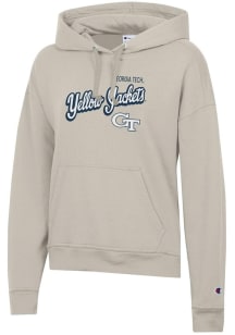 Champion GA Tech Yellow Jackets Womens Tan Powerblend Hooded Sweatshirt