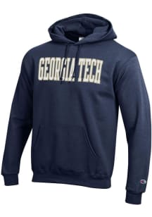 Champion GA Tech Yellow Jackets Mens Navy Blue Powerblend Long Sleeve Hoodie