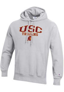 Champion USC Trojans Mens Silver Reverse Weave Long Sleeve Hoodie