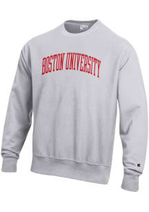 Champion Boston Terriers Mens Silver Reverse Weave Long Sleeve Crew Sweatshirt