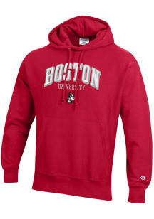 Champion Boston Terriers Mens Red Reverse Weave Long Sleeve Hoodie