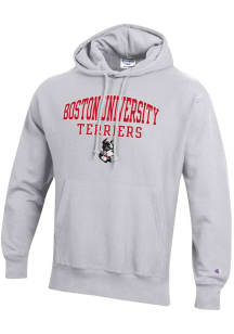 Champion Boston Terriers Mens Silver Reverse Weave Long Sleeve Hoodie