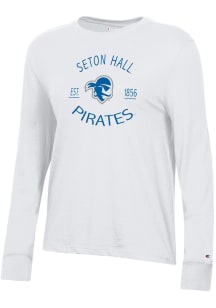 Champion Seton Hall Pirates Womens White Core LS Tee