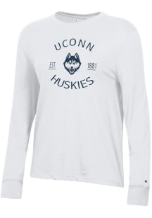 Champion UConn Huskies Womens White Core LS Tee