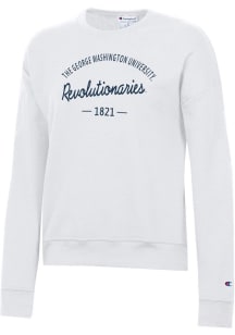 Champion George Washington Revolutionaries Womens White Powerblend Crew Sweatshirt