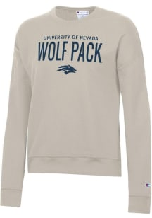 Champion Nevada Wolf Pack Womens Tan Powerblend Crew Sweatshirt