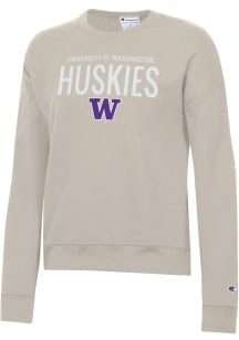 Champion Washington Huskies Womens Tan Powerblend Crew Sweatshirt