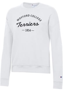 Champion Wofford Terriers Womens White Powerblend Crew Sweatshirt