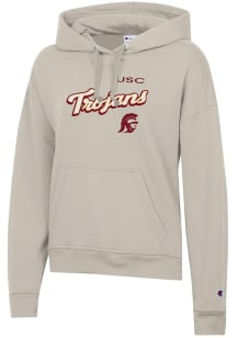 Champion USC Trojans Womens Tan Powerblend Hooded Sweatshirt