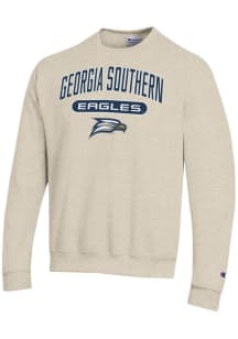 Champion Georgia Southern Eagles Mens Oatmeal Powerblend Long Sleeve Crew Sweatshirt