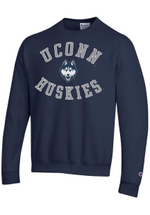 Champion UConn Huskies Mens Navy Blue Powerblend Long Sleeve Crew Sweatshirt