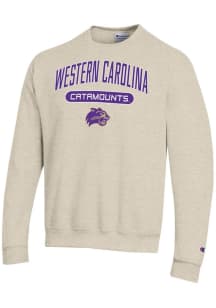 Champion Western Carolina Mens Oatmeal Powerblend Long Sleeve Crew Sweatshirt
