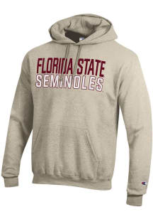 Champion Florida State Seminoles Mens Oatmeal Powerblend Long Sleeve Hoodie