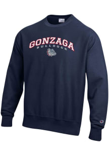 Champion Gonzaga Bulldogs Mens Navy Blue Reverse Weave Long Sleeve Crew Sweatshirt