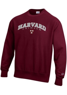 Champion Harvard Crimson Mens Maroon Reverse Weave Long Sleeve Crew Sweatshirt