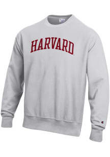 Champion Harvard Crimson Mens Silver Reverse Weave Long Sleeve Crew Sweatshirt