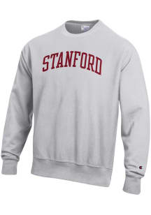 Champion Stanford Cardinal Mens Silver Reverse Weave Long Sleeve Crew Sweatshirt