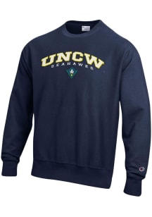 Champion UNCW Seahawks Mens Navy Blue Reverse Weave Long Sleeve Crew Sweatshirt