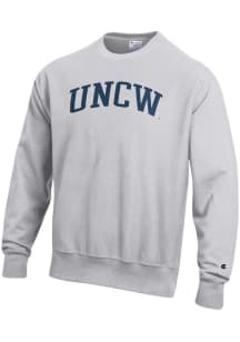 Champion UNCW Seahawks Mens Silver Reverse Weave Long Sleeve Crew Sweatshirt