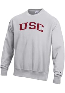 Champion USC Trojans Mens Silver Reverse Weave Long Sleeve Crew Sweatshirt