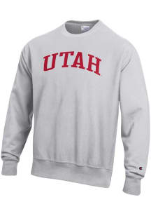 Champion Utah Utes Mens Silver Reverse Weave Long Sleeve Crew Sweatshirt