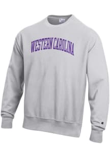 Champion Western Carolina Mens Silver Reverse Weave Long Sleeve Crew Sweatshirt