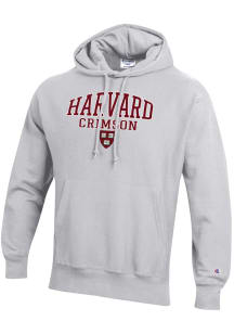 Champion Harvard Crimson Mens Silver Reverse Weave Design Long Sleeve Hoodie