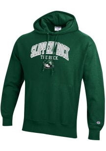 Champion Slippery Rock Mens Green Reverse Weave Long Sleeve Hoodie