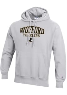 Champion Wofford Terriers Mens Silver Reverse Weave Long Sleeve Hoodie