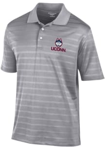 Champion UConn Huskies Mens Grey Textured Solid Short Sleeve Polo
